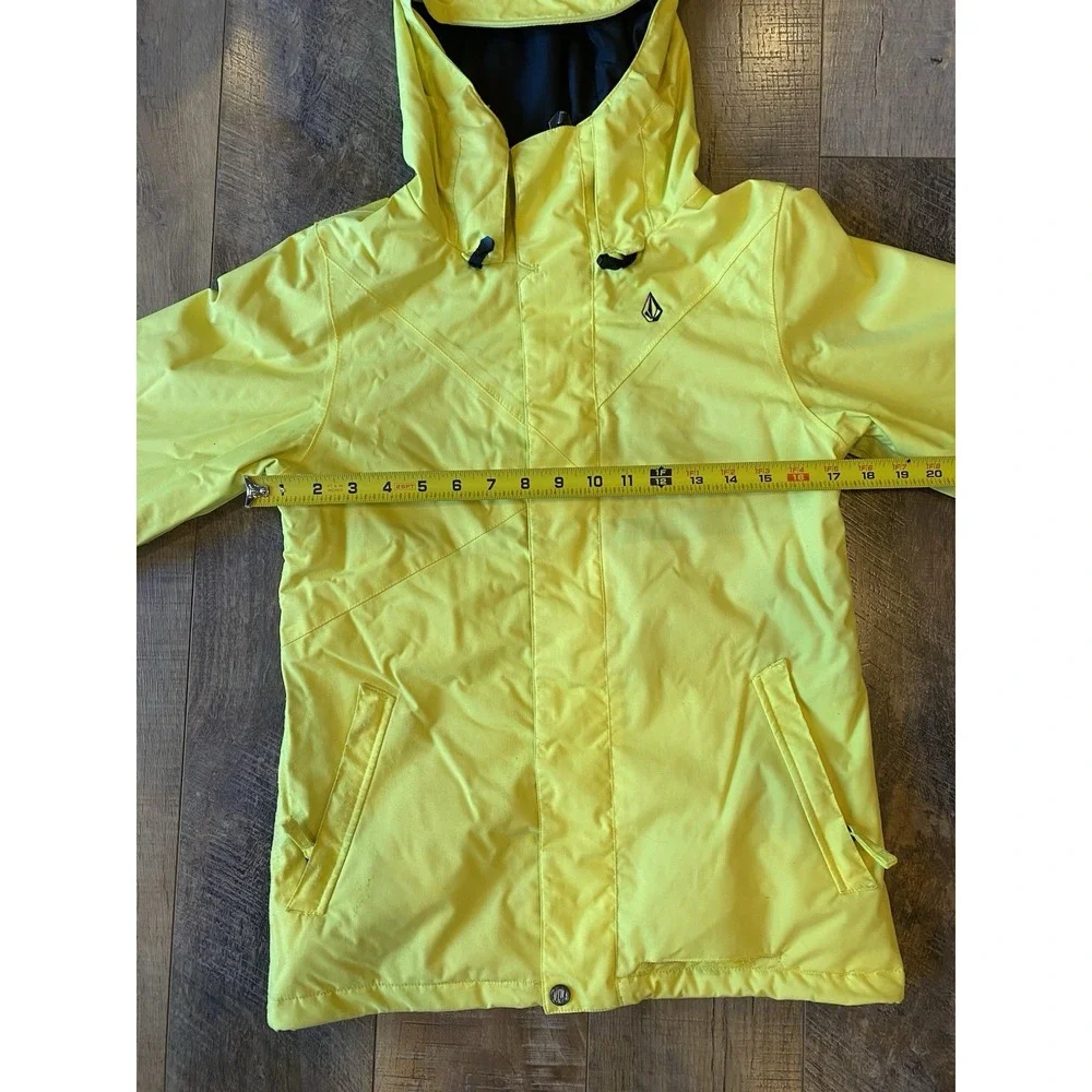 Vintage Y2K Volcom Snowboard Jacket Yellow Hooded Graphic Lining Mens XS